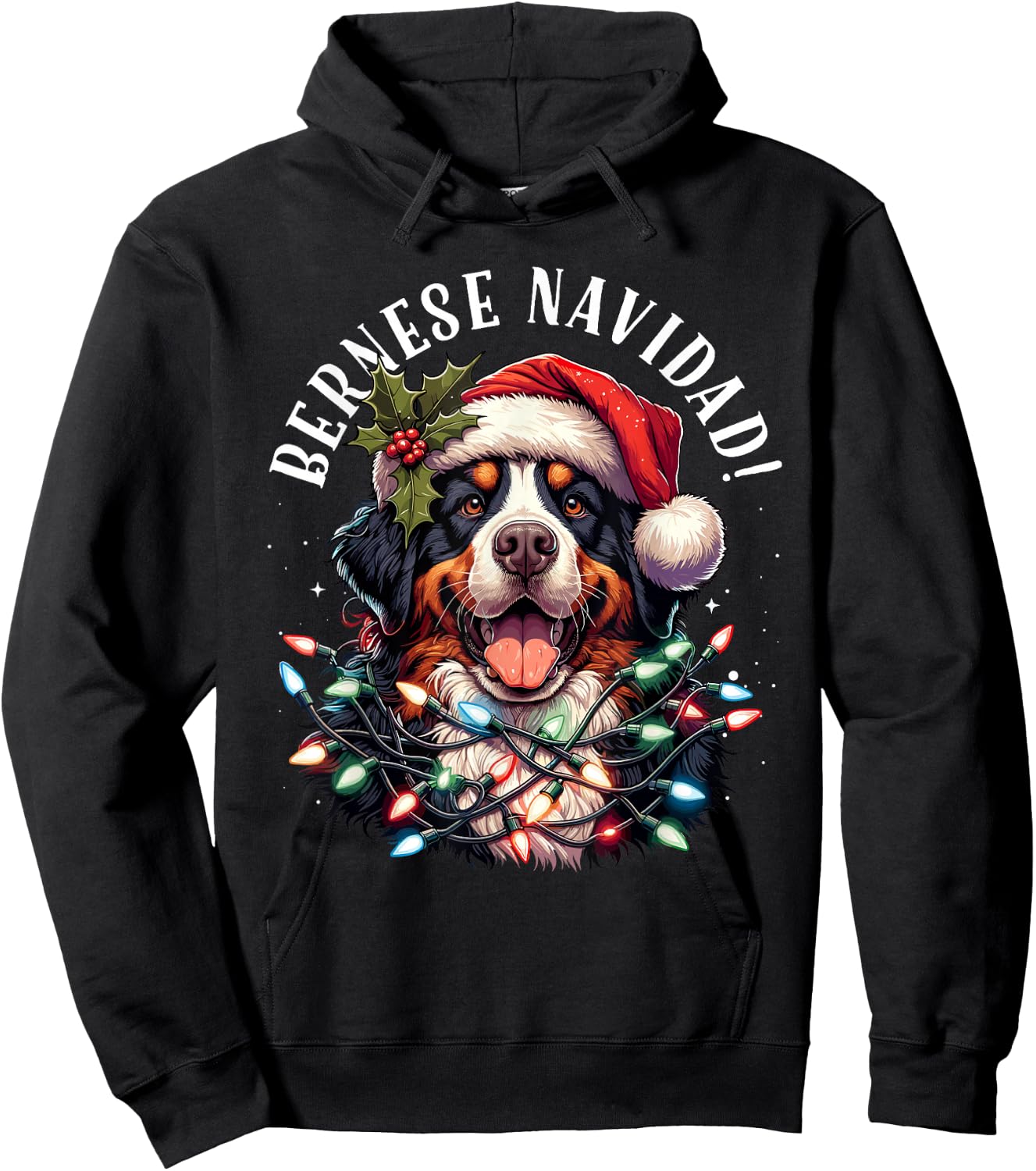Bernese Mountain Dog Christmas Funny Bernese Navidad Berner Hoodie - Hoodie | Black
