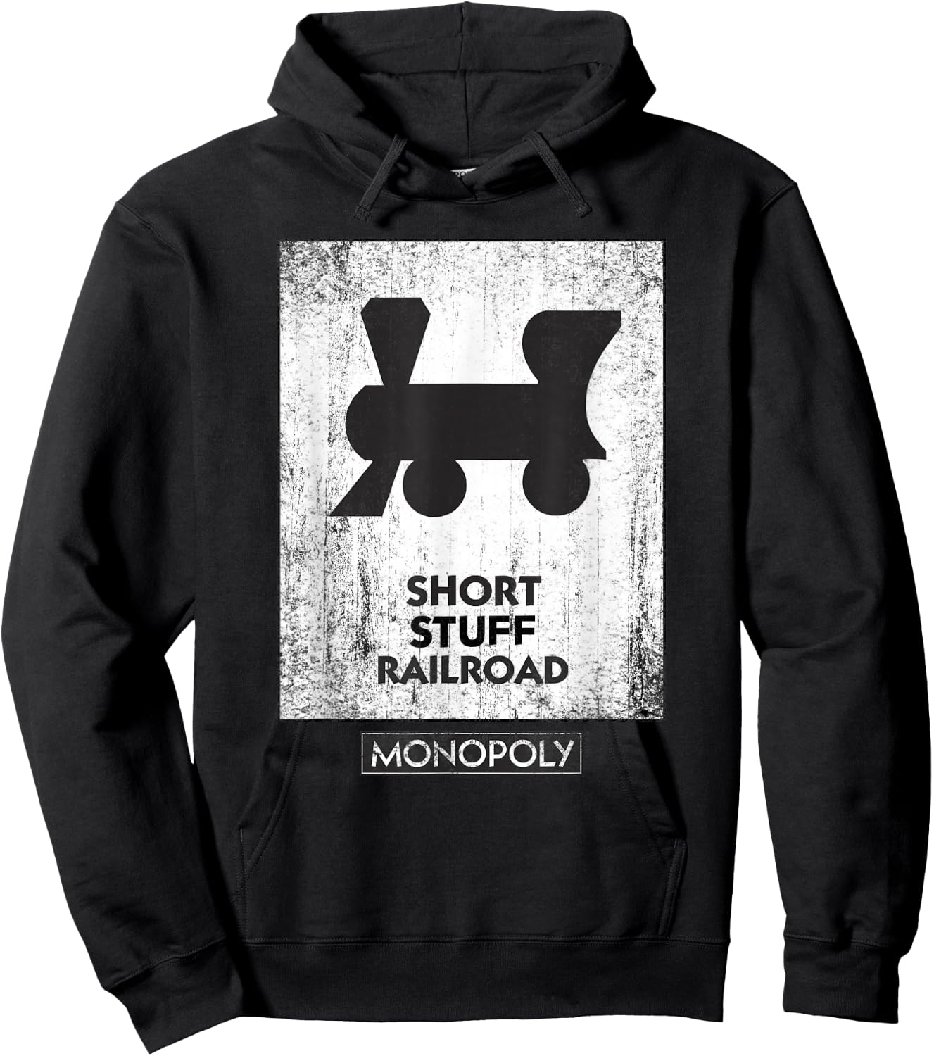 Monopoly Mr. Monopoly Short Stuff Railroad Distressed Logo Hoodie - Hoodie | Black
