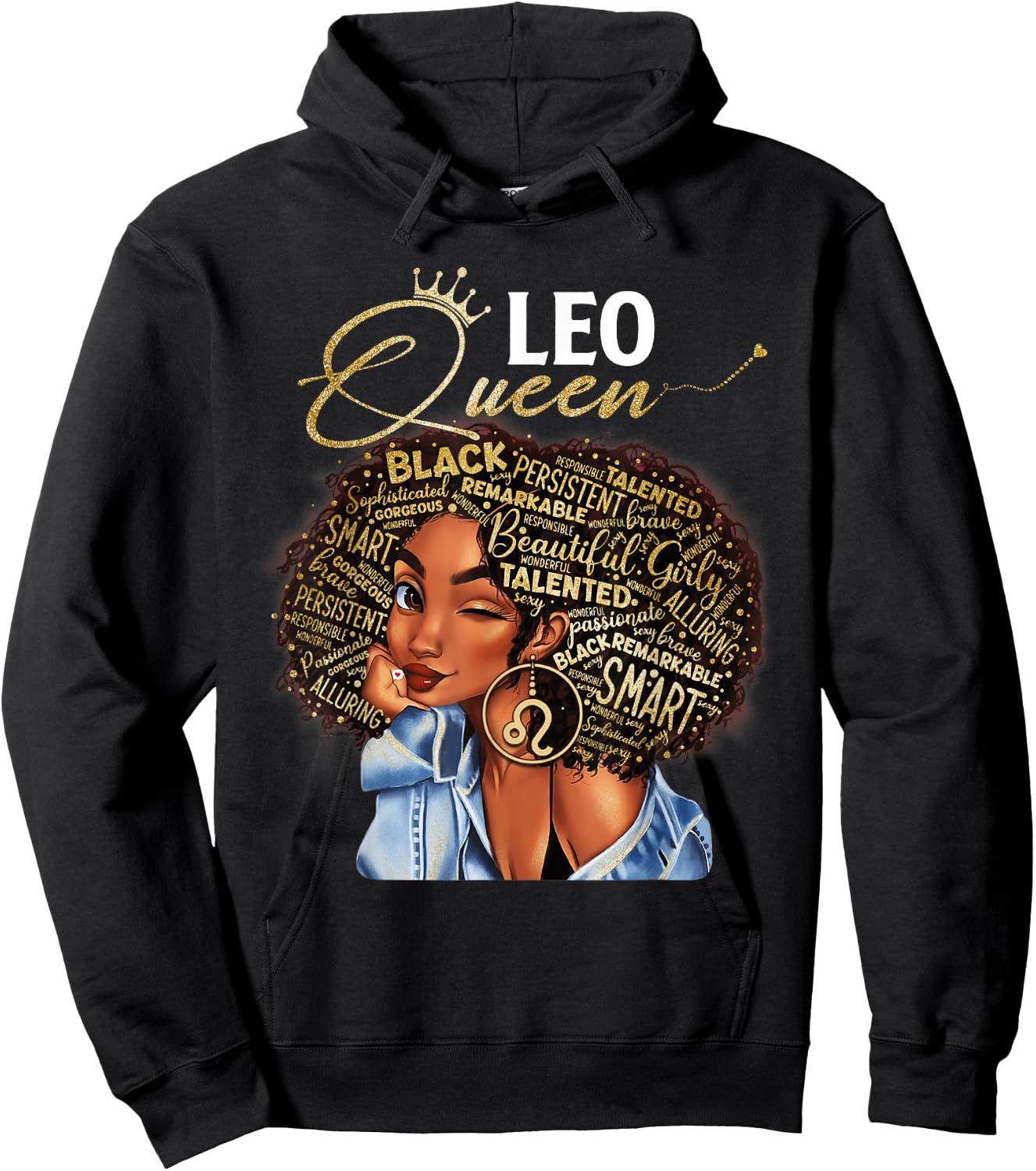 Leo Queen Sweet As Candy Birthday Gift Black Women Hoodie - Hoodie | Black