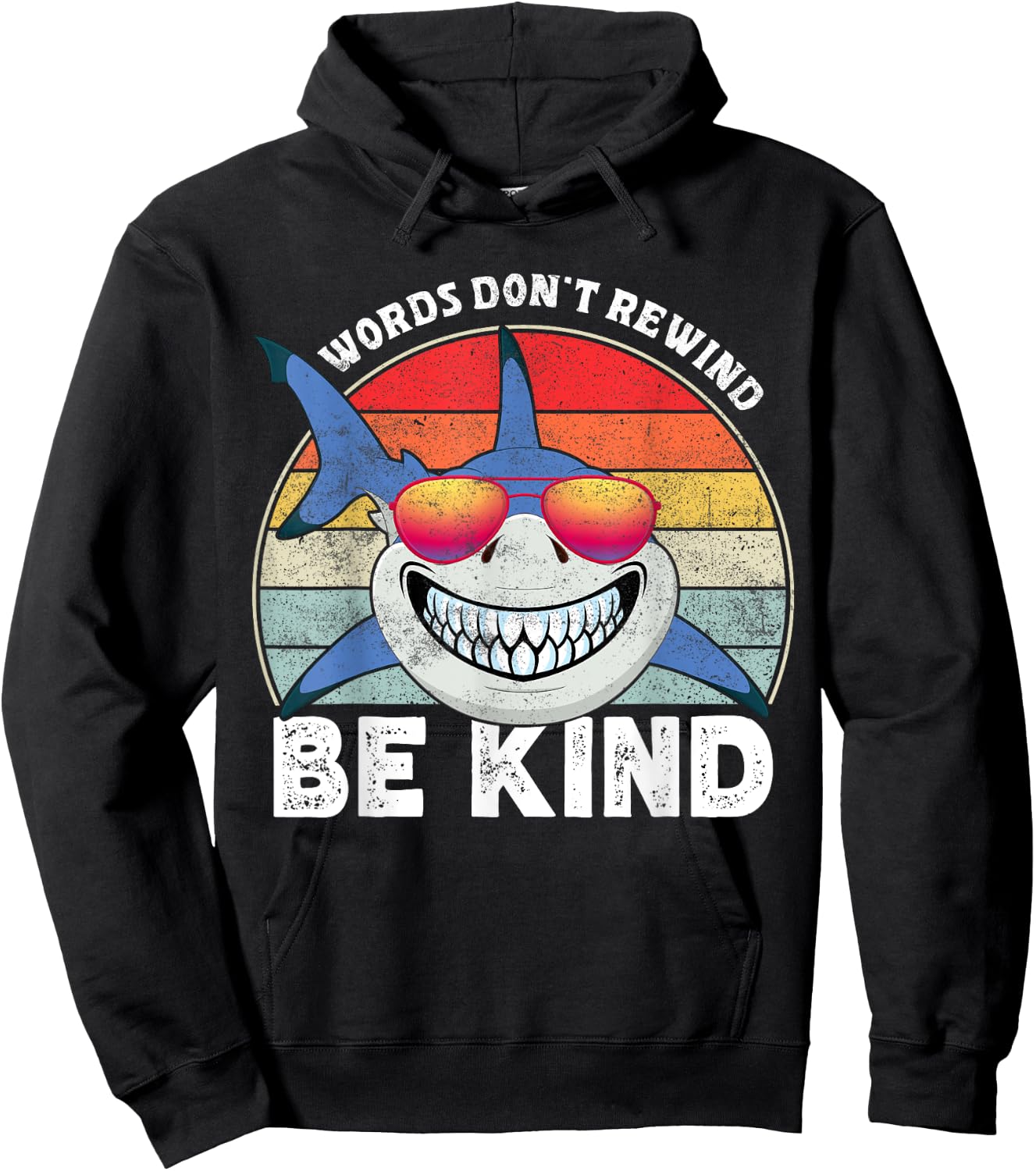 Be Kind Words Don't Rewind Shark Unity Day Orange Kids Hoodie - Hoodie | Black