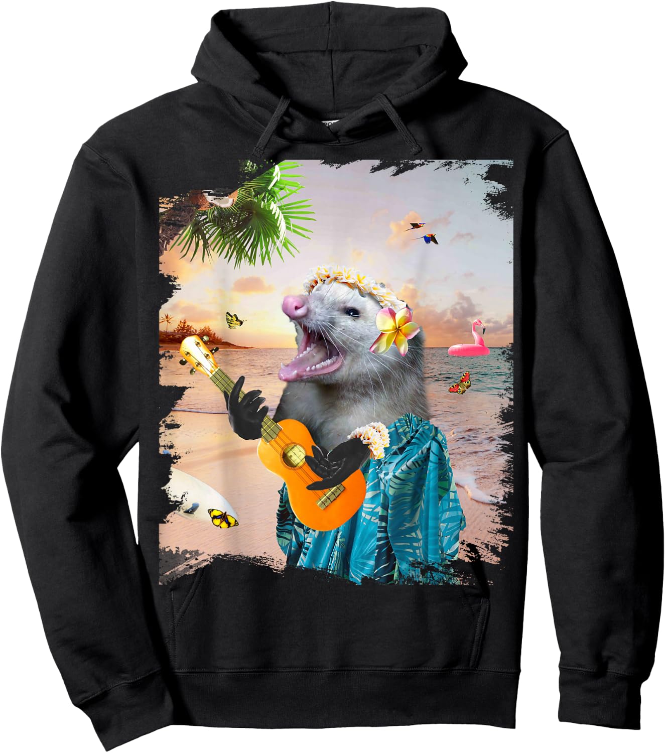Aloha Hawaiian Possum Opossum Beach Funny Hoodie - Hoodie | Black