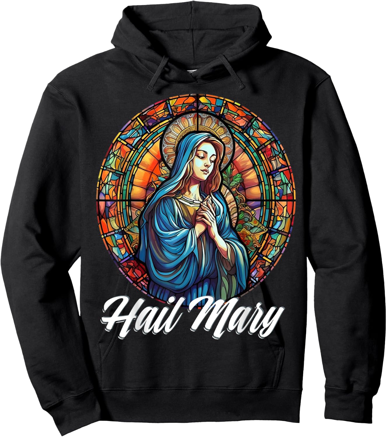 Hail Mary Our Lady Blessed Mother Rosary Catholic Hoodie - Hoodie | Black