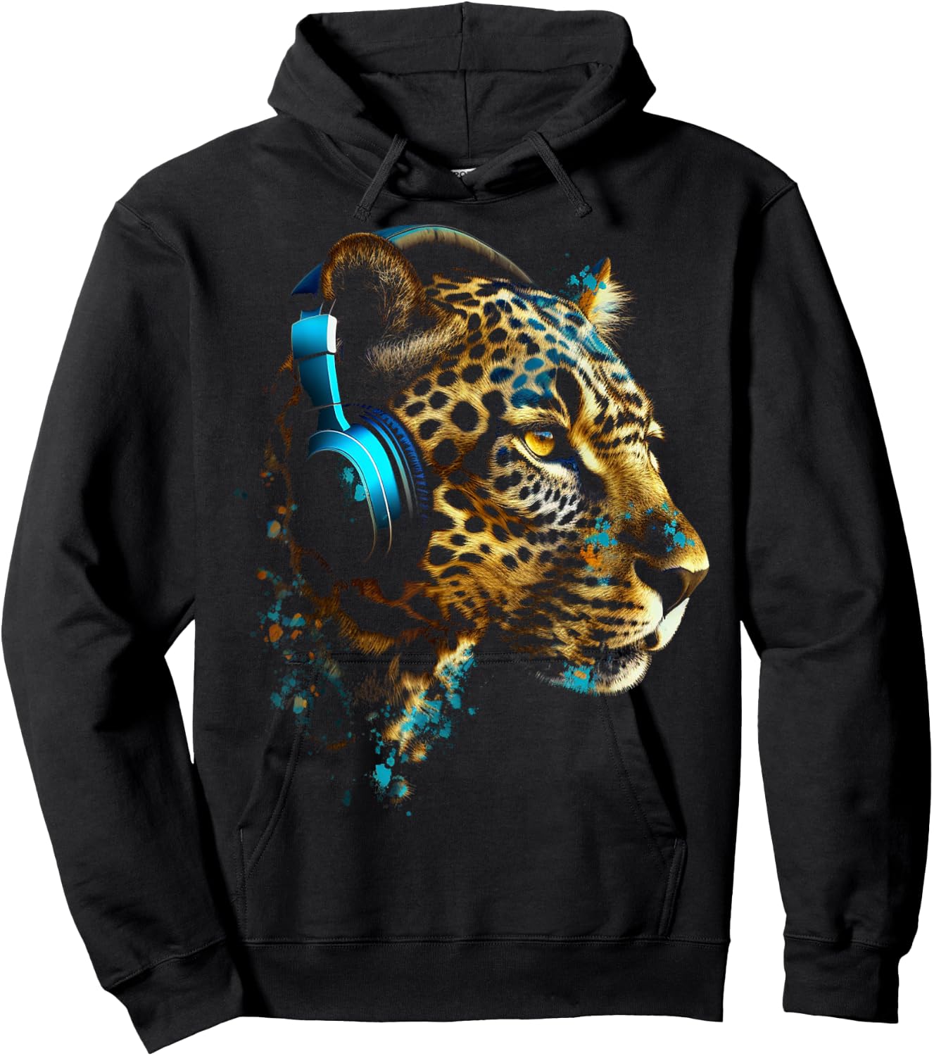 Leopard Music - Animal Lovers Art Headphones Animal Leopard Hoodie - Hoodie | Black