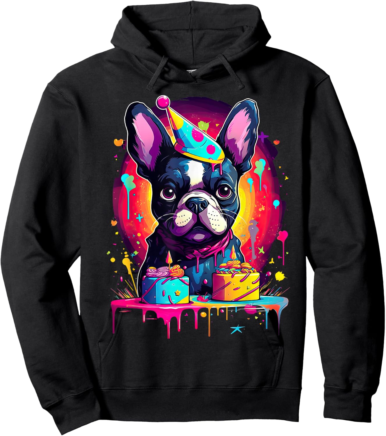 French Bulldog Dog Birthday Party Themed Women Hoodie - Hoodie | Black