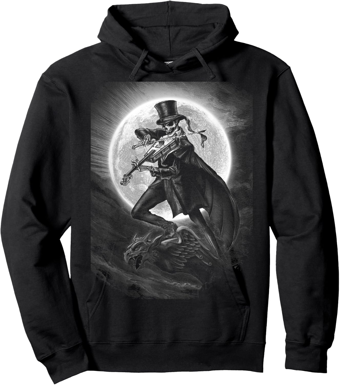 Halloween Skeleton Playing Violin - Rock And Roll Band Hoodie - Hoodie | Black