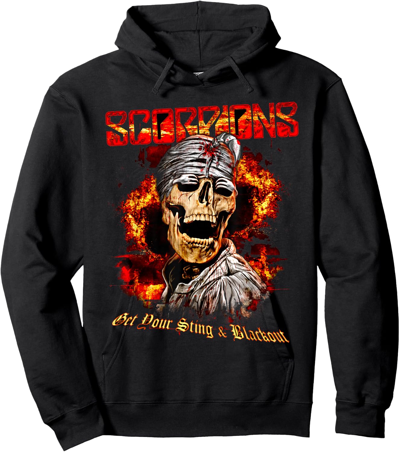 Official Scorpions Blackout Skull Hoodie - Hoodie | Black