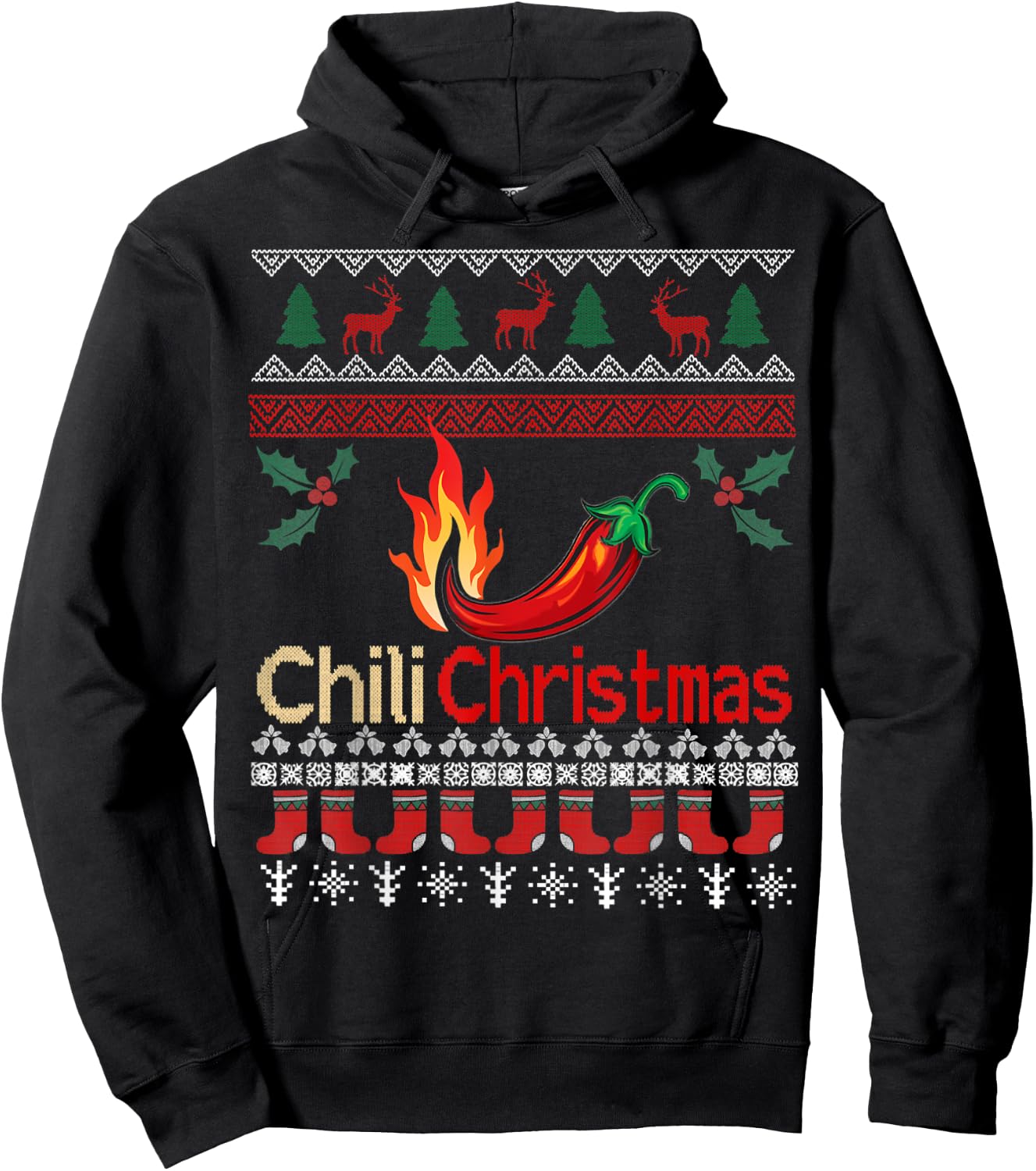 Chili Ugly Christmas Costume, Ugly Christmas Sweater Hoodie - Hoodie | Black