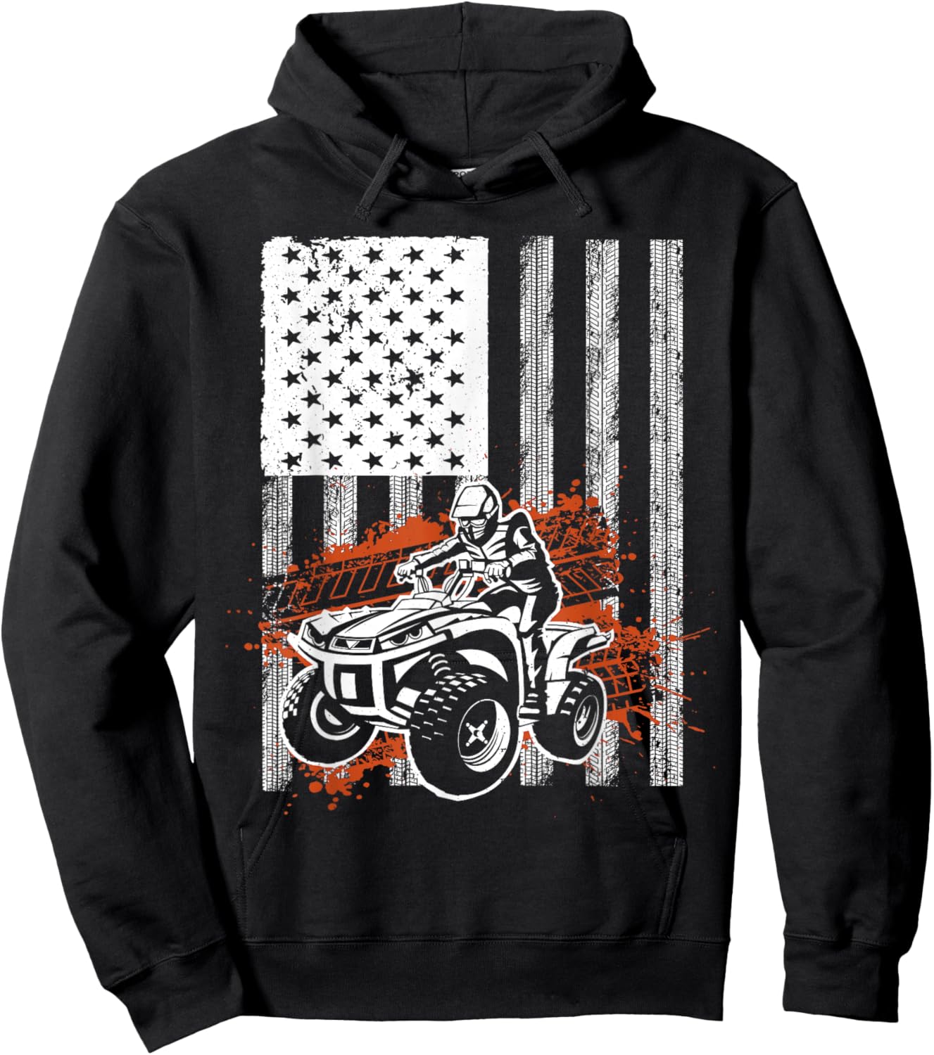 Cool ATV Women Quad Racing Squad USA Flag 4 Wheeler Hoodie - Hoodie | Black