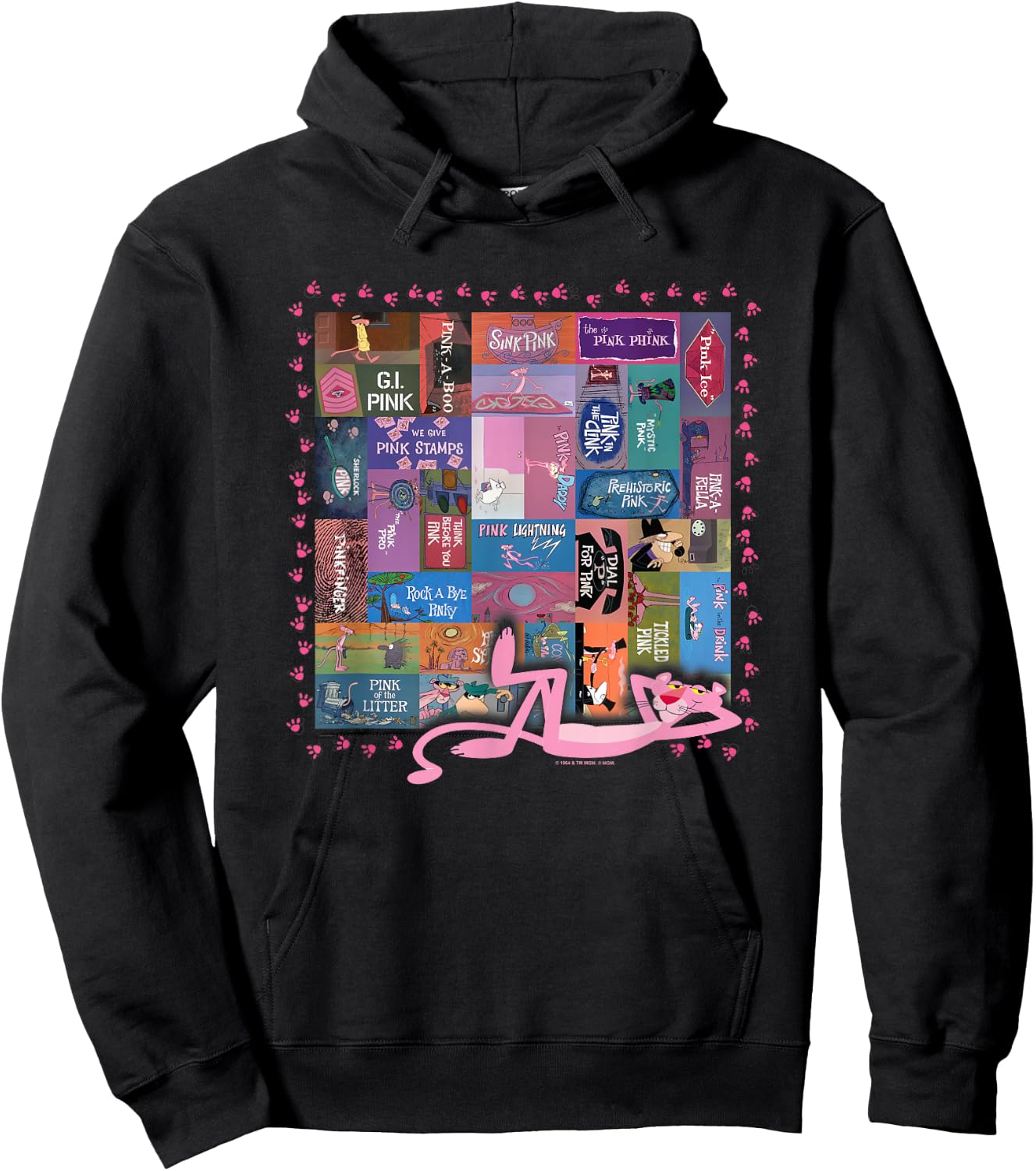 Pink Panther Vintage Titles Small Hoodie - Hoodie | Black