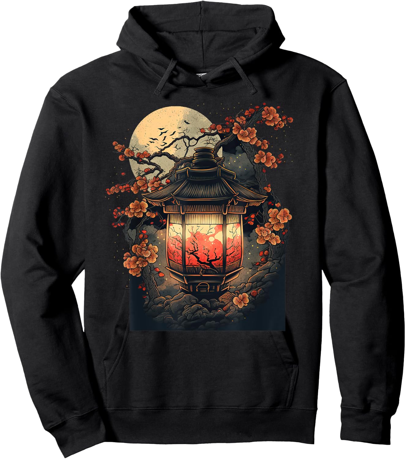 Japanese Pagoda Lantern Japan Art Sakura Blossom Zen Art Hoodie - Hoodie | Black