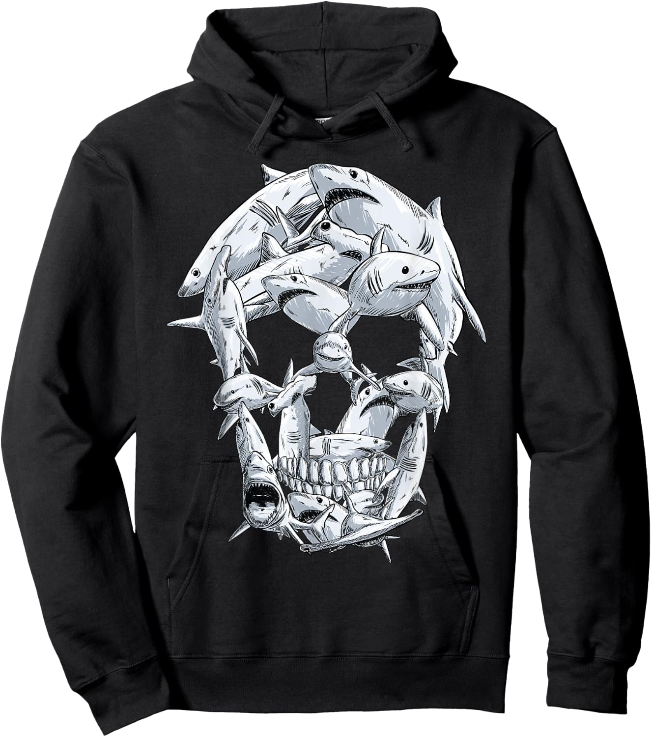 Sharks skull women kids boys girls shark Halloween Hoodie - Hoodie | Black