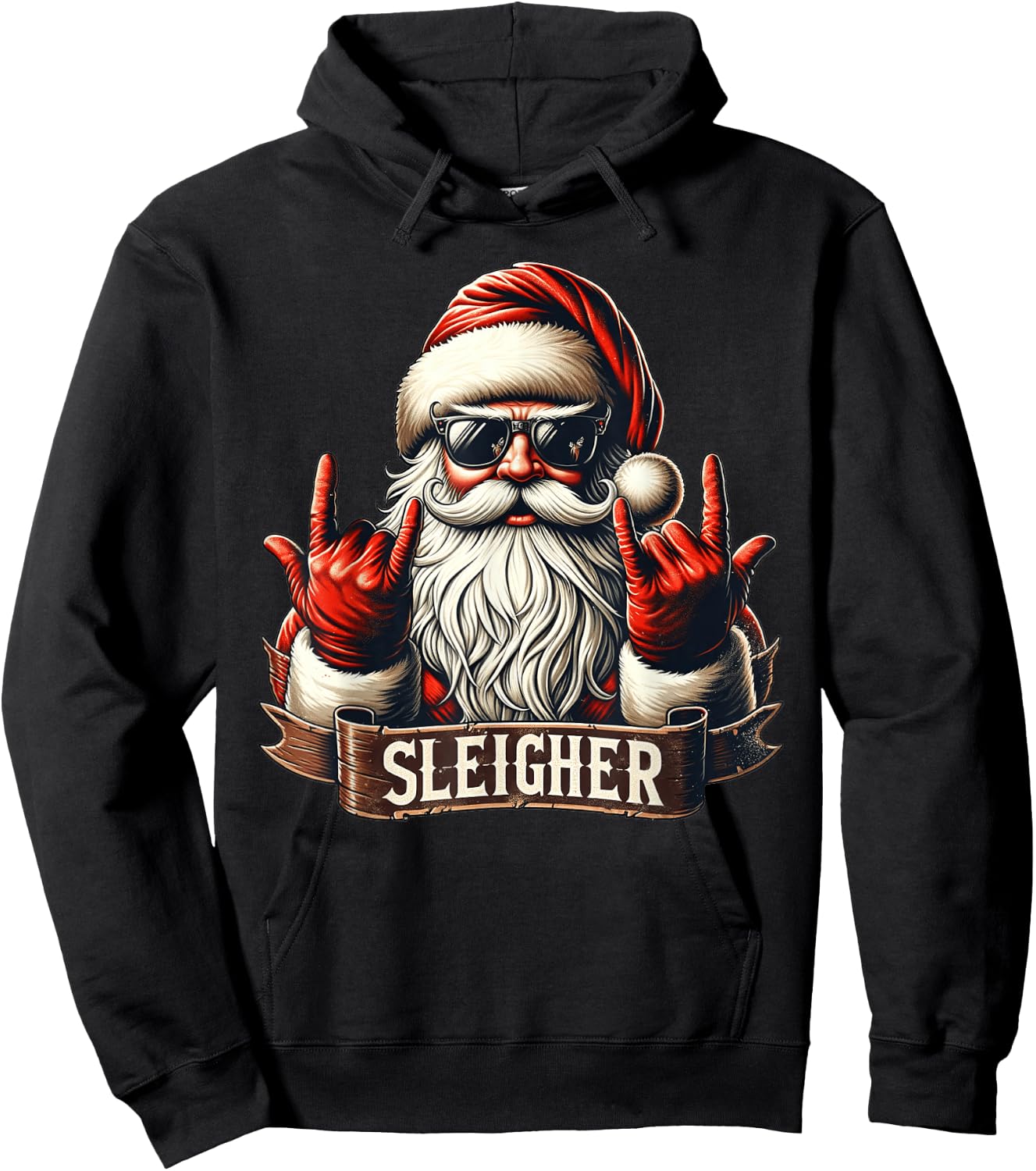 Sleigher Hail Santa Claus Christmas Rock Music Men Women Hoodie - Hoodie | Black