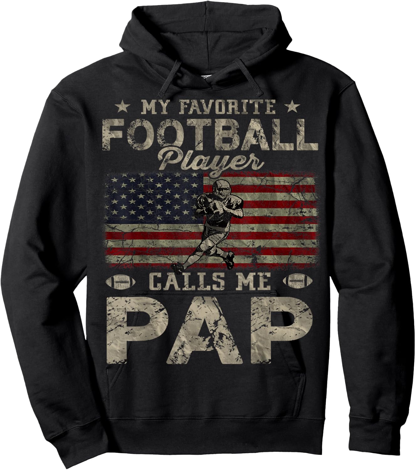 My Favorite Football Player Calls Me Pap Father's Day Hoodie - Hoodie | Black