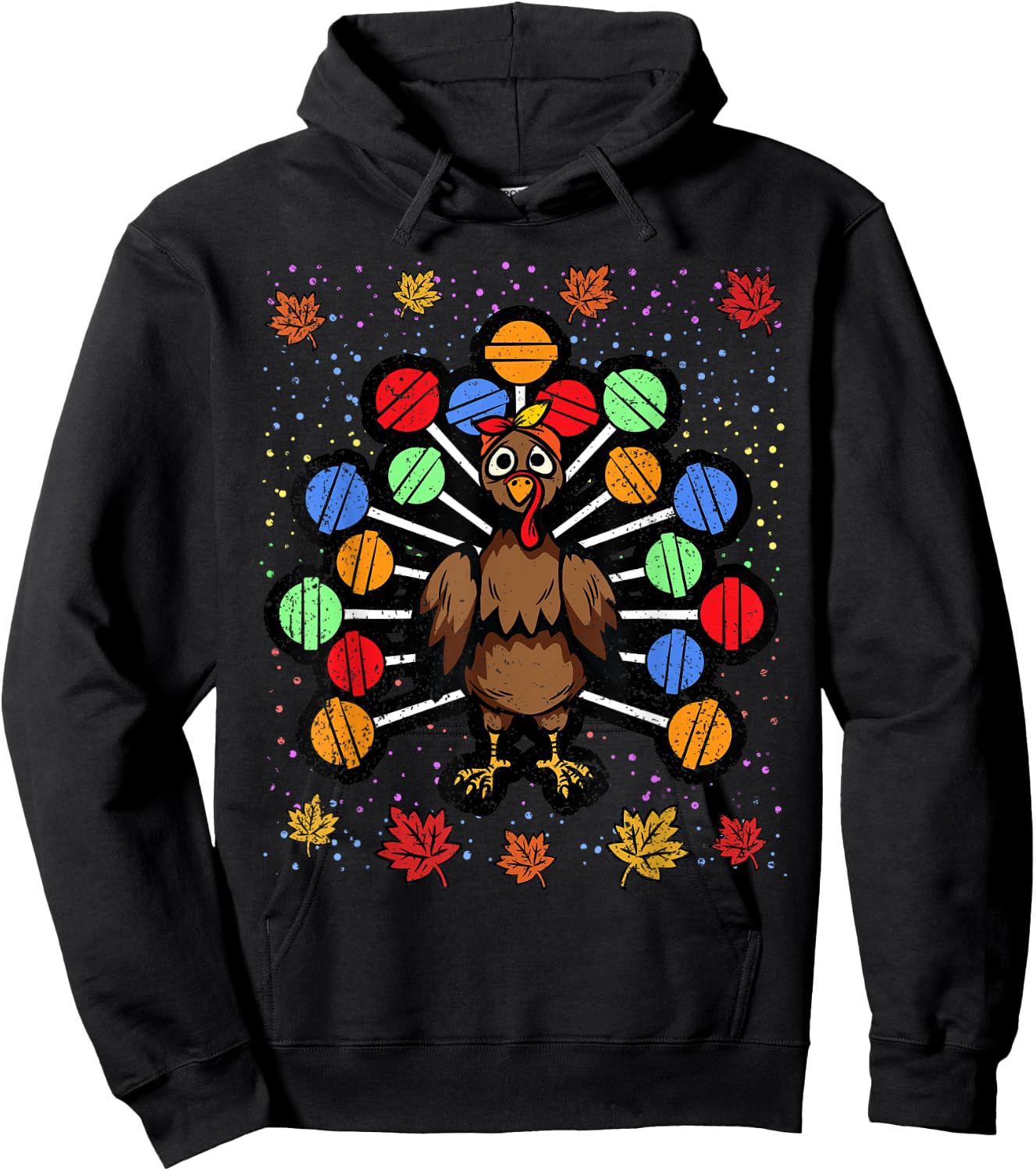 Turkey Lollipop Thanksgiving Day Funny Candy Boys Girls Kids Hoodie - Hoodie | Black