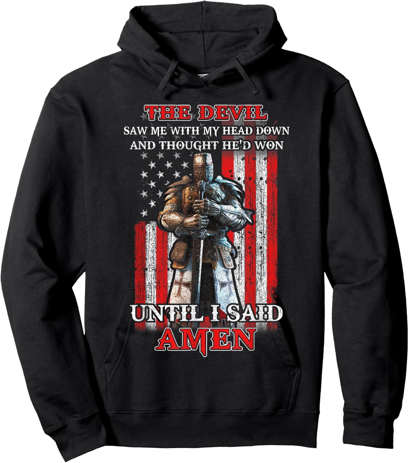 Knight American The Devil Saw Me With My Head Down Veteran Hoodie - Hoodie | Black