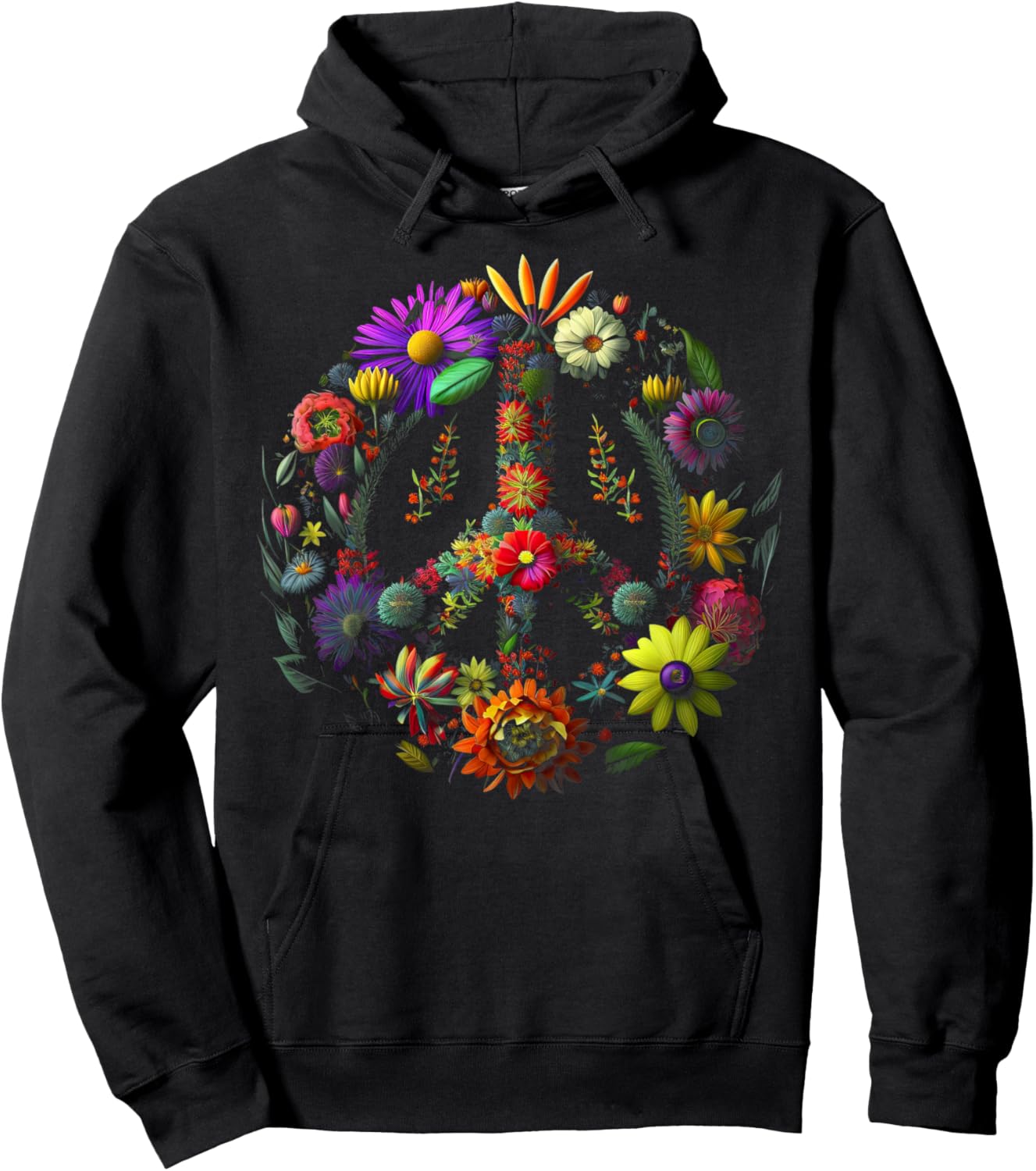 Peace hand tie sign of freedom hippie flower child Hoodie - Hoodie | Black