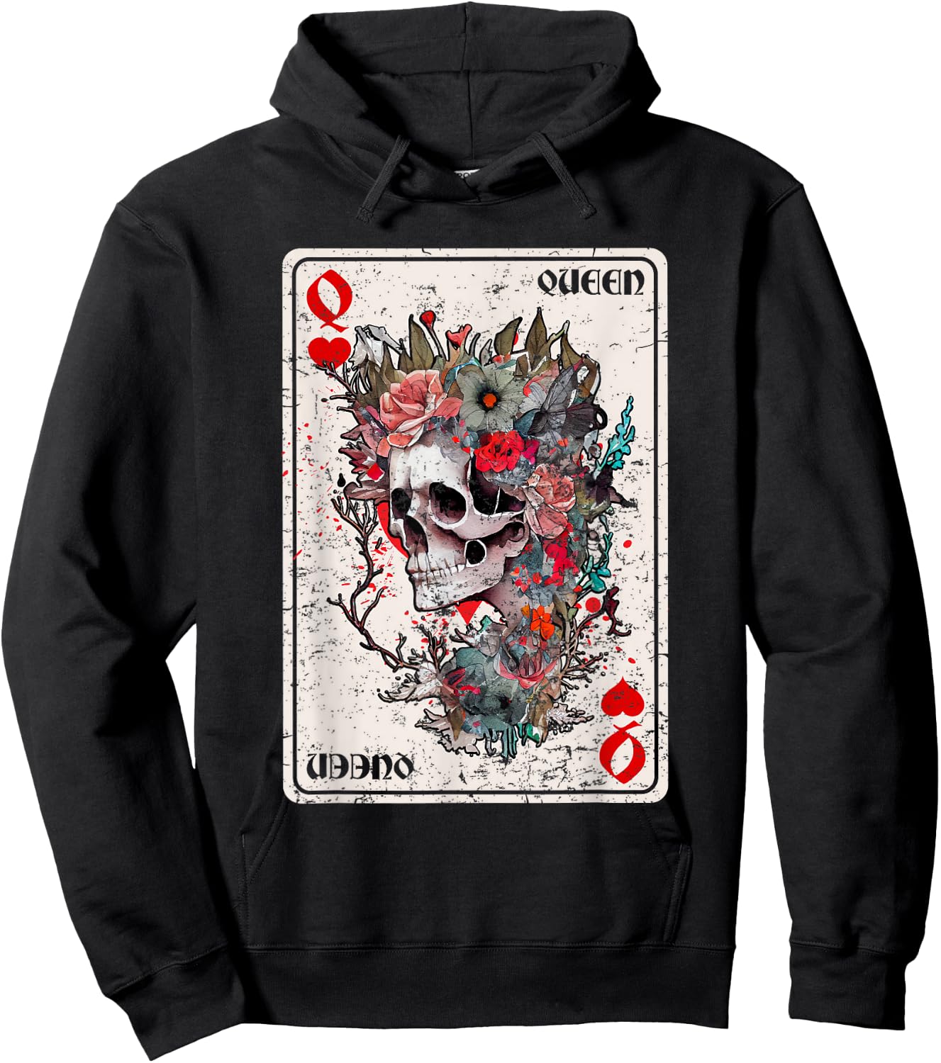 Queen of Hearts Card Game Horror Heart Queen Gothic Hoodie - Hoodie | Black