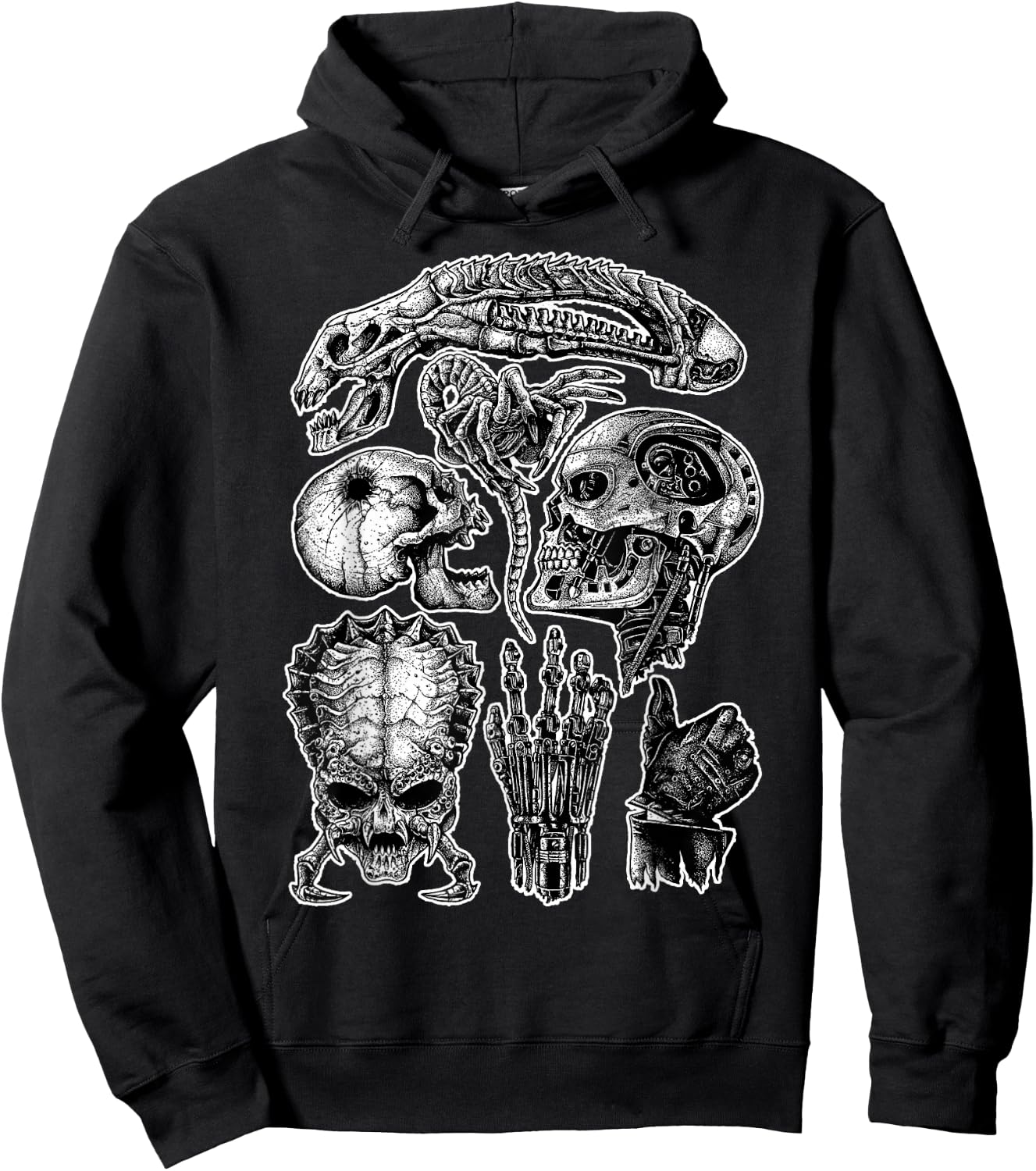 Monster's Skulls Gore Dark Spooky Skulls Horror Halloween Hoodie - Hoodie | Black