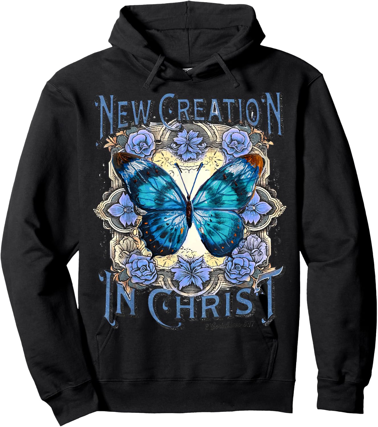Boho Christian Jesus, Butterfly New Creation In Christ Hoodie - Hoodie | Black