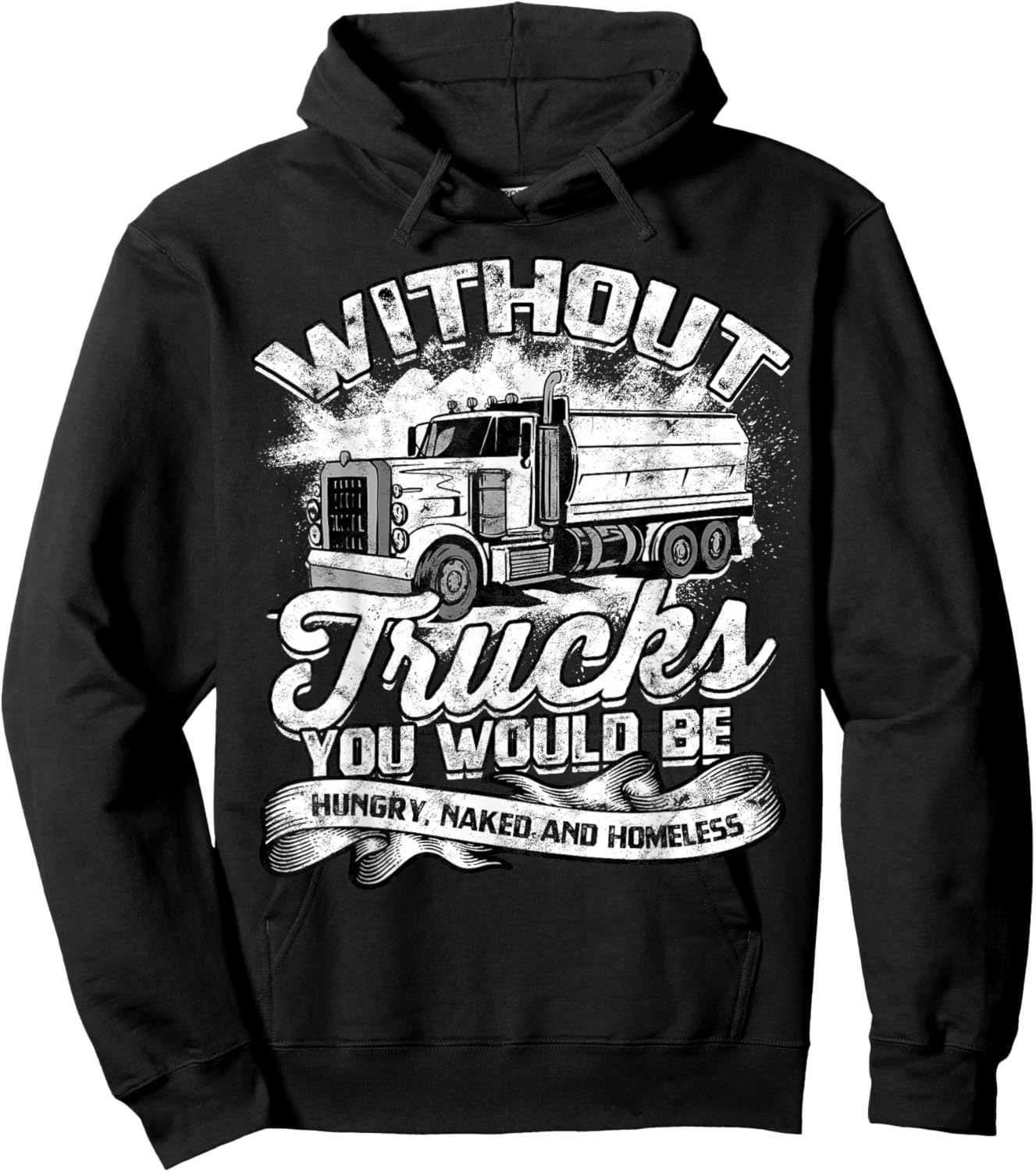 Truck Driver Design Dad Big Rig Semi-Trailer Truckin Hoodie - Hoodie | Black