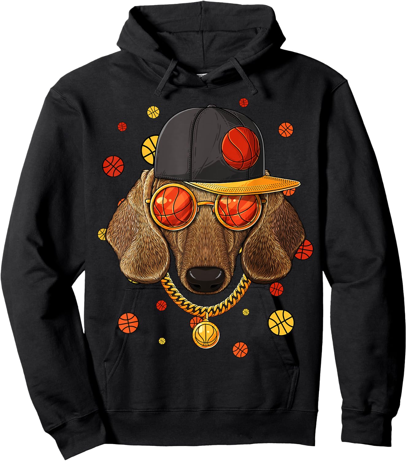 Dachshund Basketball Dog Bball Player Coach Sports Baller Women Girls Kids Hoodie - Hoodie | Black
