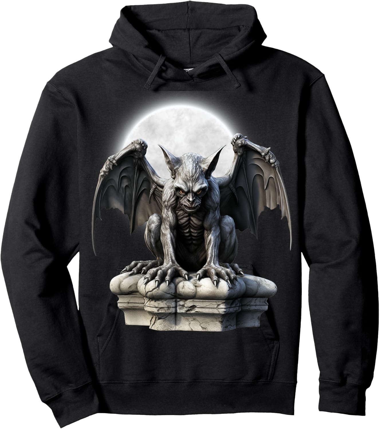 Gothic Winged Gargoyle Goth Fantasy Moon Halloween Hoodie - Hoodie | Black