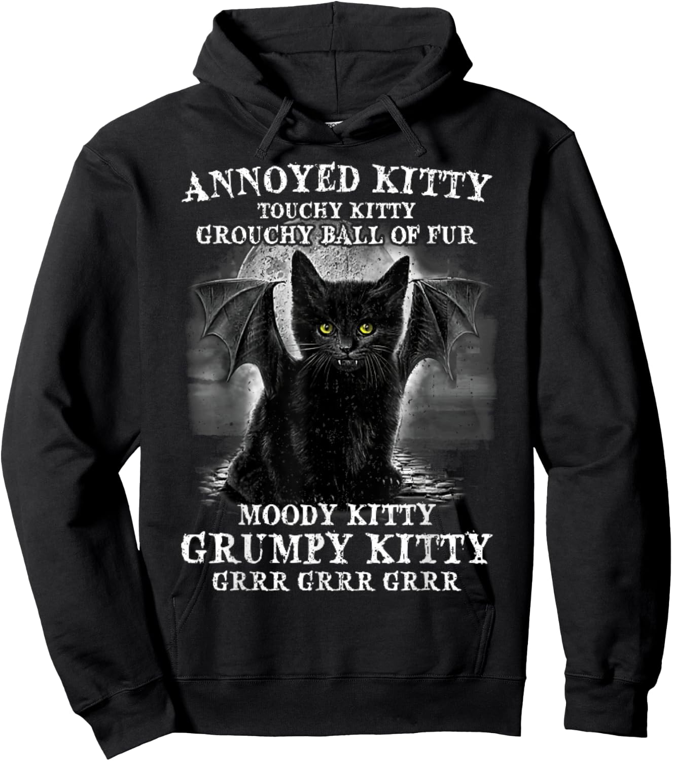 Cat Bat Annoyed Kitty Touchy Kitty Grouchy Ball Of Fur Women Hoodie - Hoodie | Black