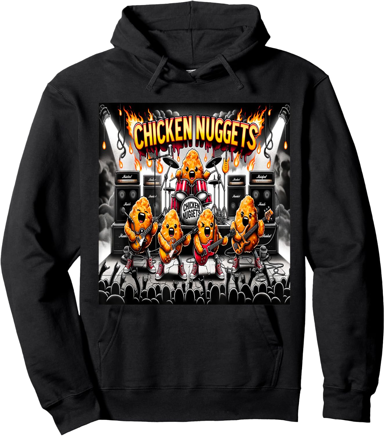 Chicken Nuggets Heavy Metal World Tour Hoodie - Hoodie | Black