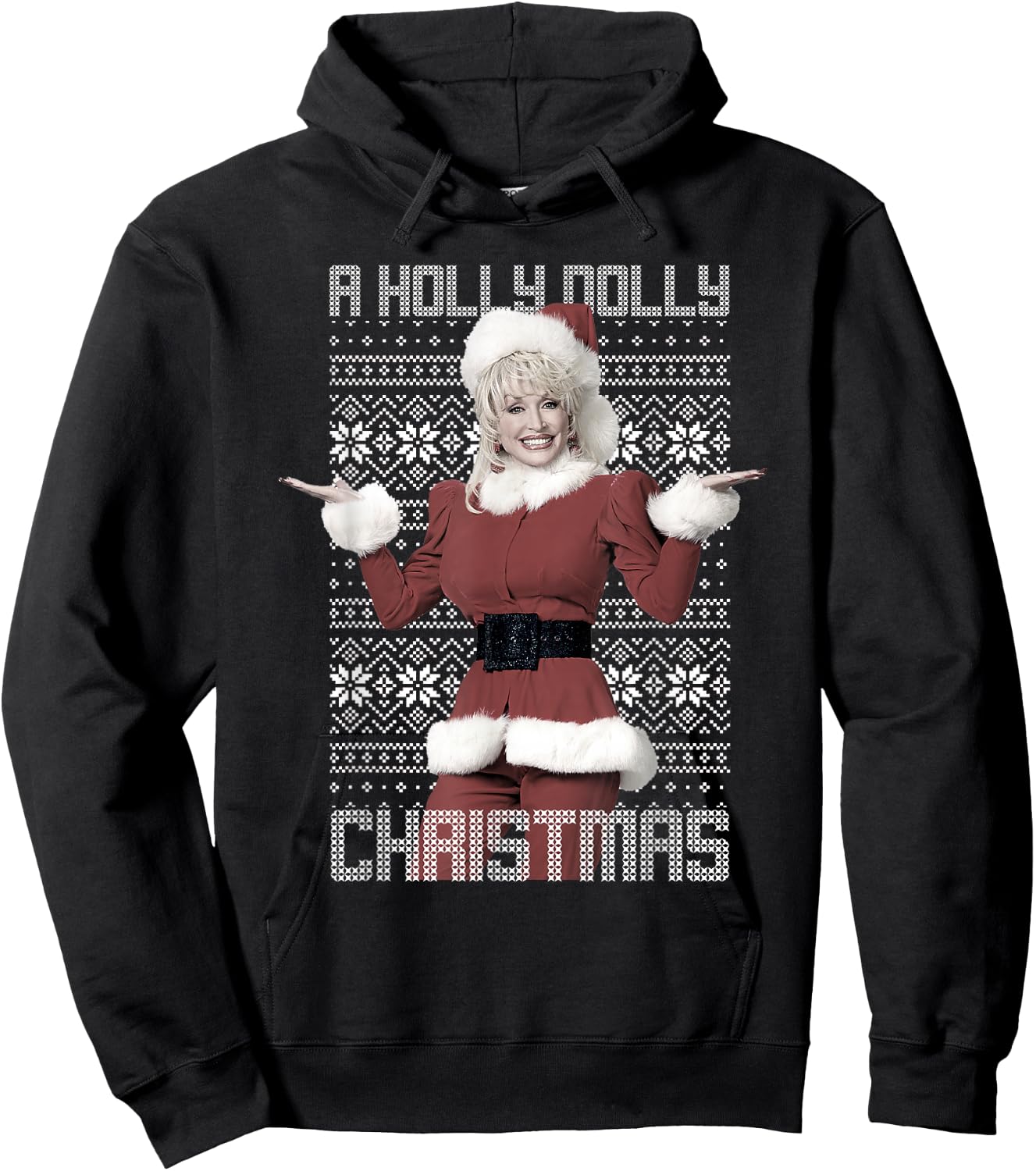Dolly Parton Christmas Sweater Hoodie - Hoodie | Black