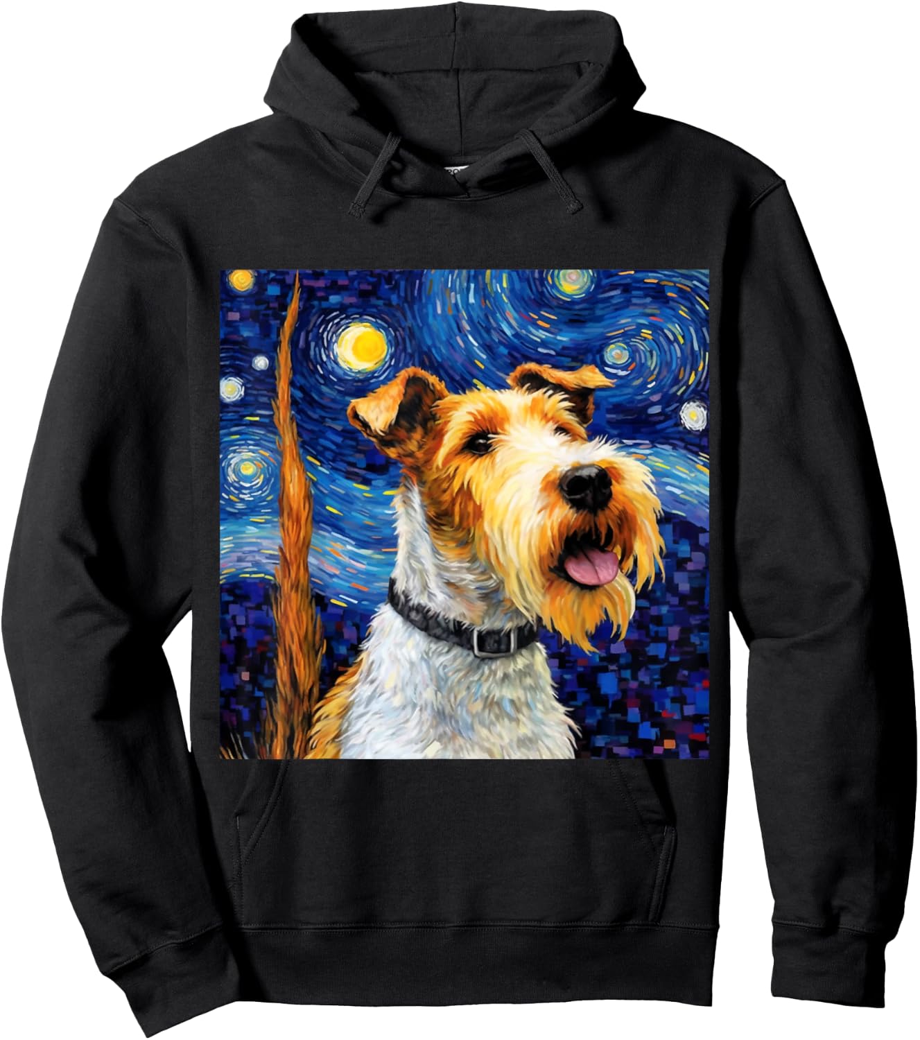 Wire Fox Terrier Starry Night - Wire Fox Terrier Hoodie - Hoodie | Black
