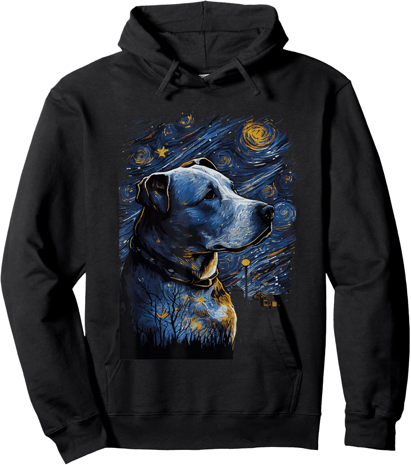 Pitbull Starry Night Dog Hoodie - Hoodie | Black