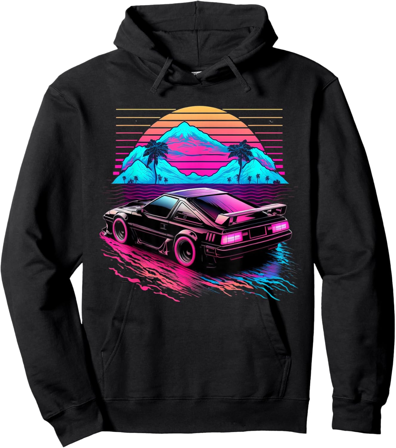 Japanese Retro Futuristic Synthwave Car Racing JDM Tuning Hoodie - Hoodie | Black