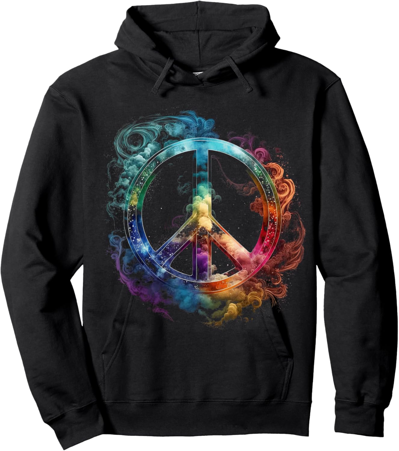 Peace sign of freedom hippie flower child space science Hoodie - Hoodie | Black