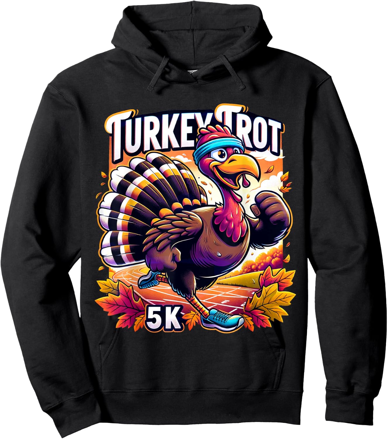 Turkey Trot Funny Thanksgiving 5k Race Running 5K Run Hoodie - Hoodie | Black