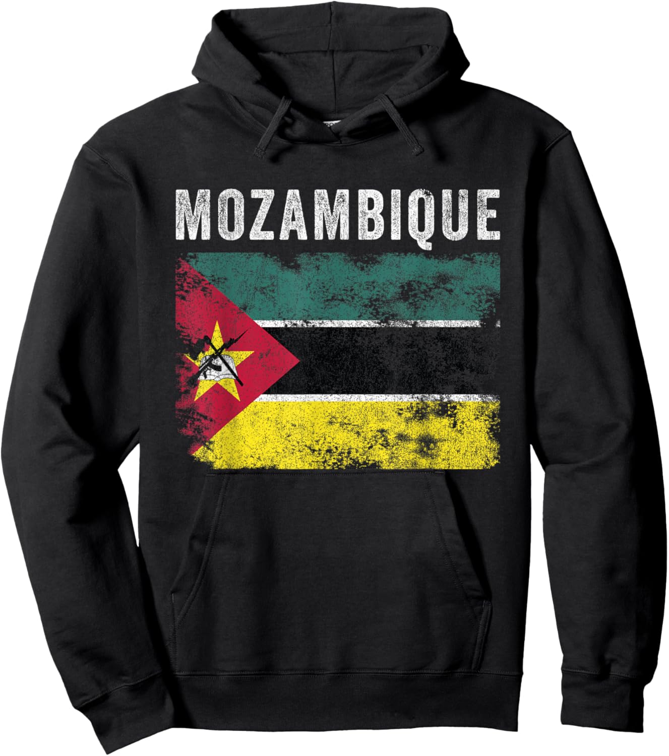 Mozambique Flag Distressed - Men Women - Mozambican Flag Hoodie - Hoodie | Black