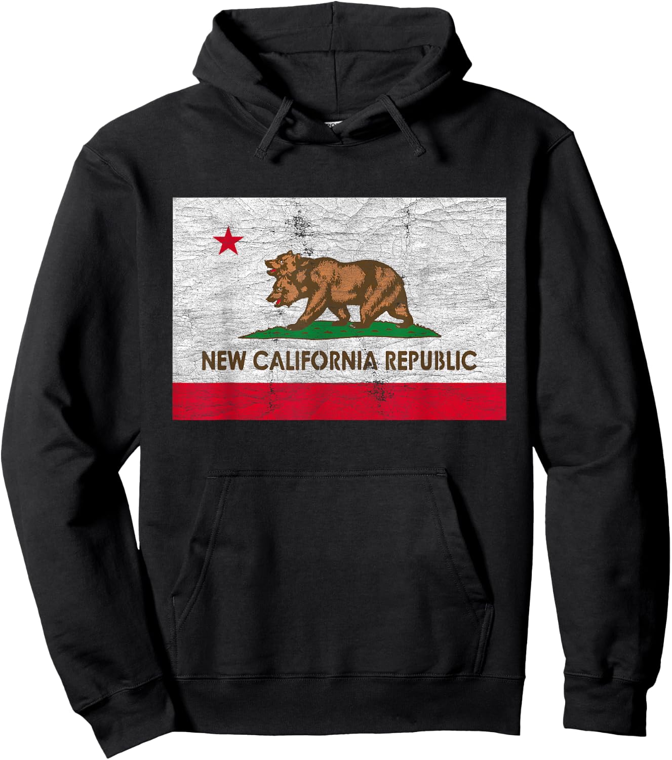 New California Republic Retro Distressed NCR Flag Hoodie - Hoodie | Black