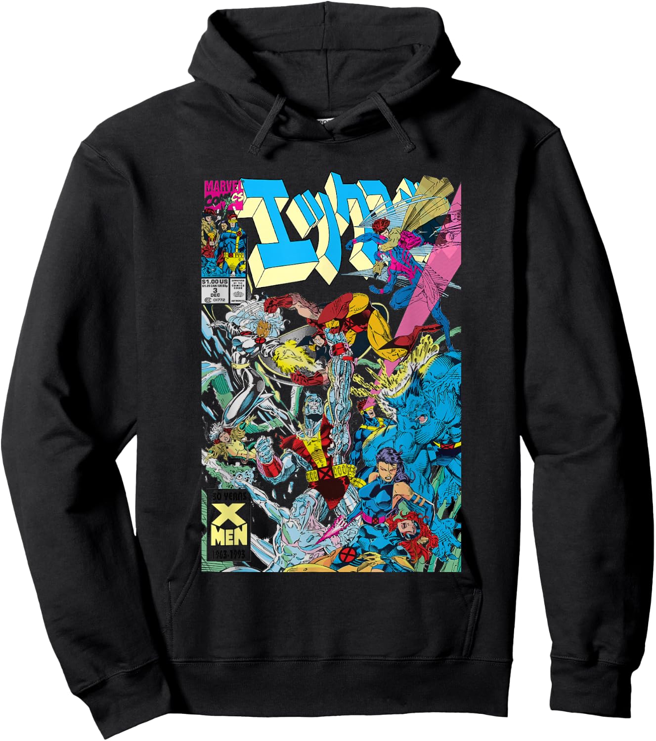 Marvel X-Men Team Conflict Kanji Comic Book Cover Retro Hoodie - Hoodie | Black