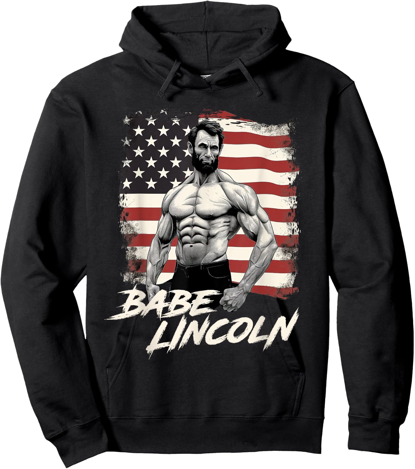 Funny Abraham Lincoln Shirt Retro USA July 4th Babe Lincoln Hoodie - Hoodie | Black