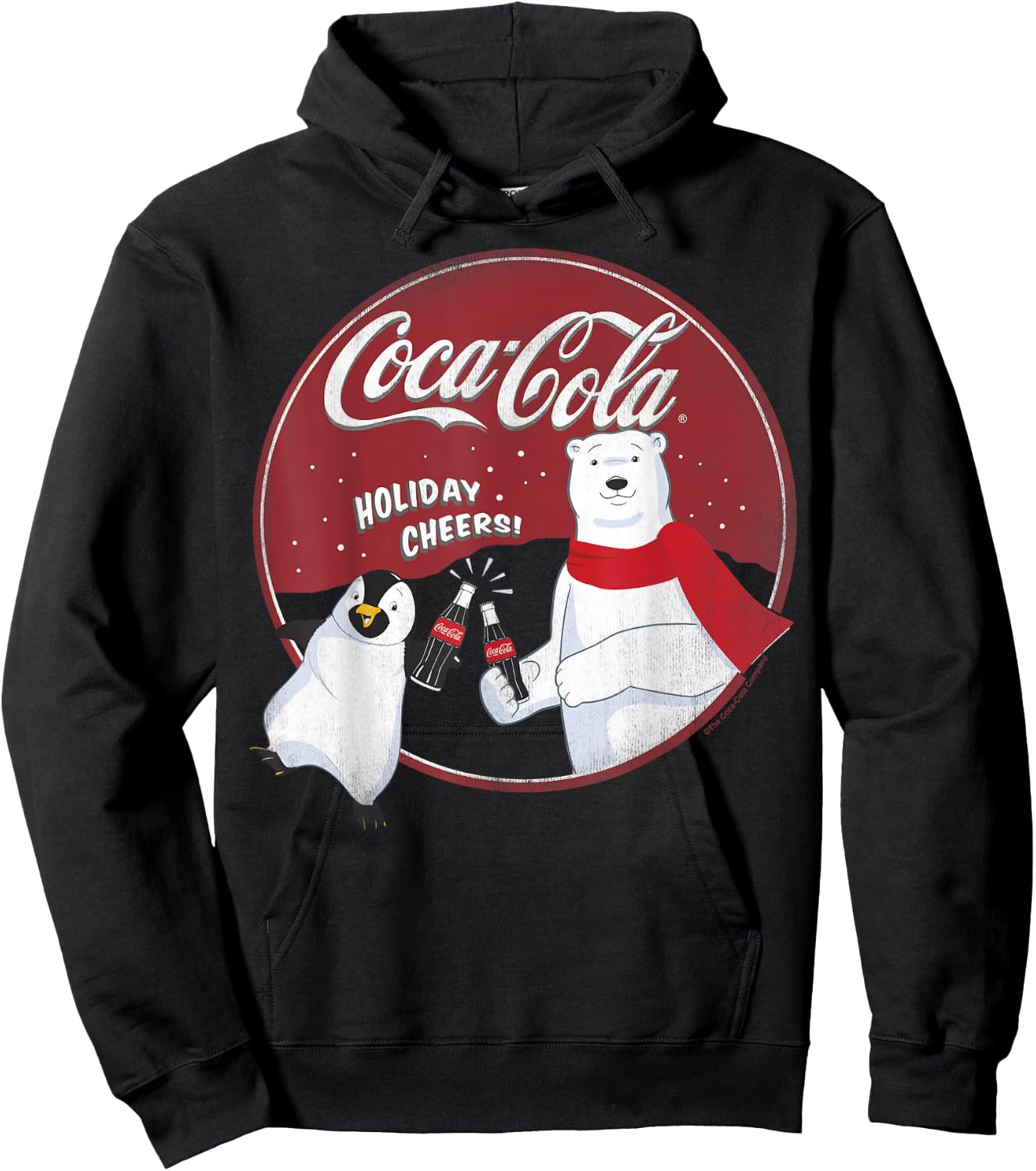 Coca-Cola Holiday Cheers Polar Bear Circle Logo Hoodie - Hoodie | Black