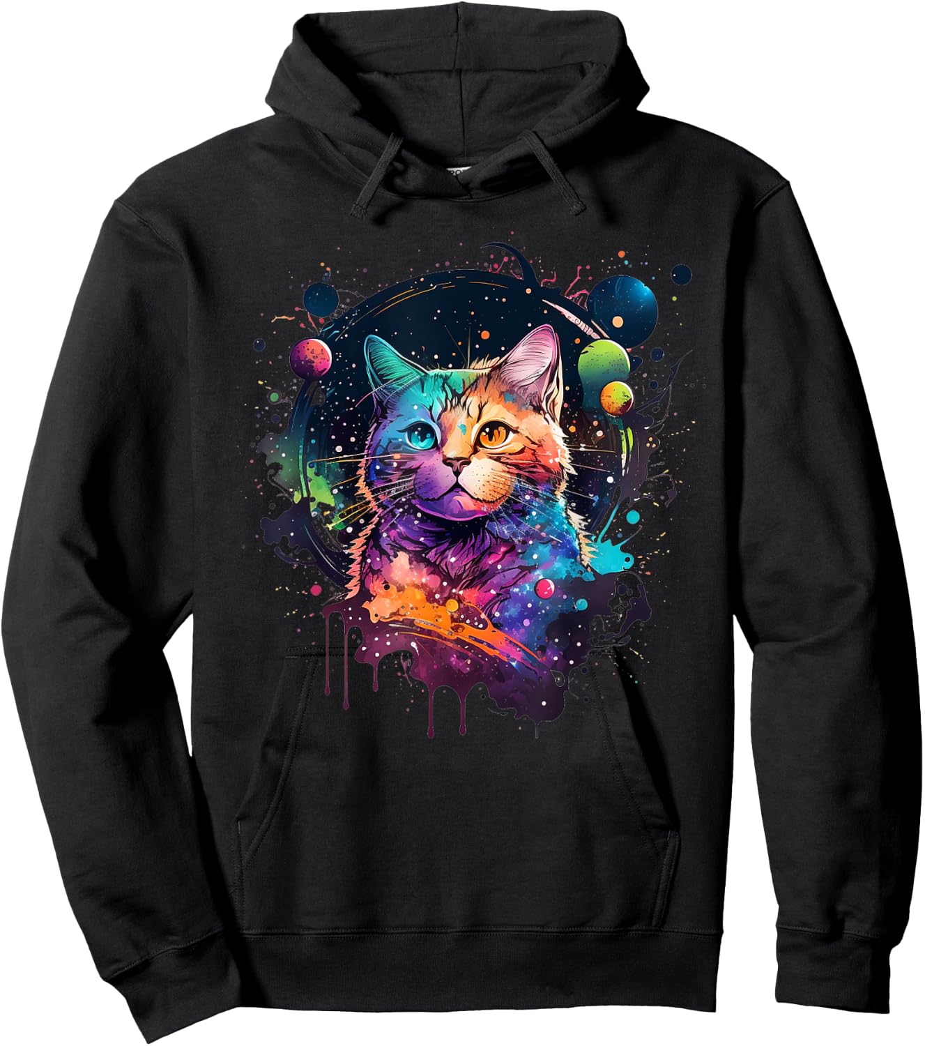 Cat Space Cat Galaxy Kitten Space Kitten Cat Women Kids Hoodie - Hoodie | Black