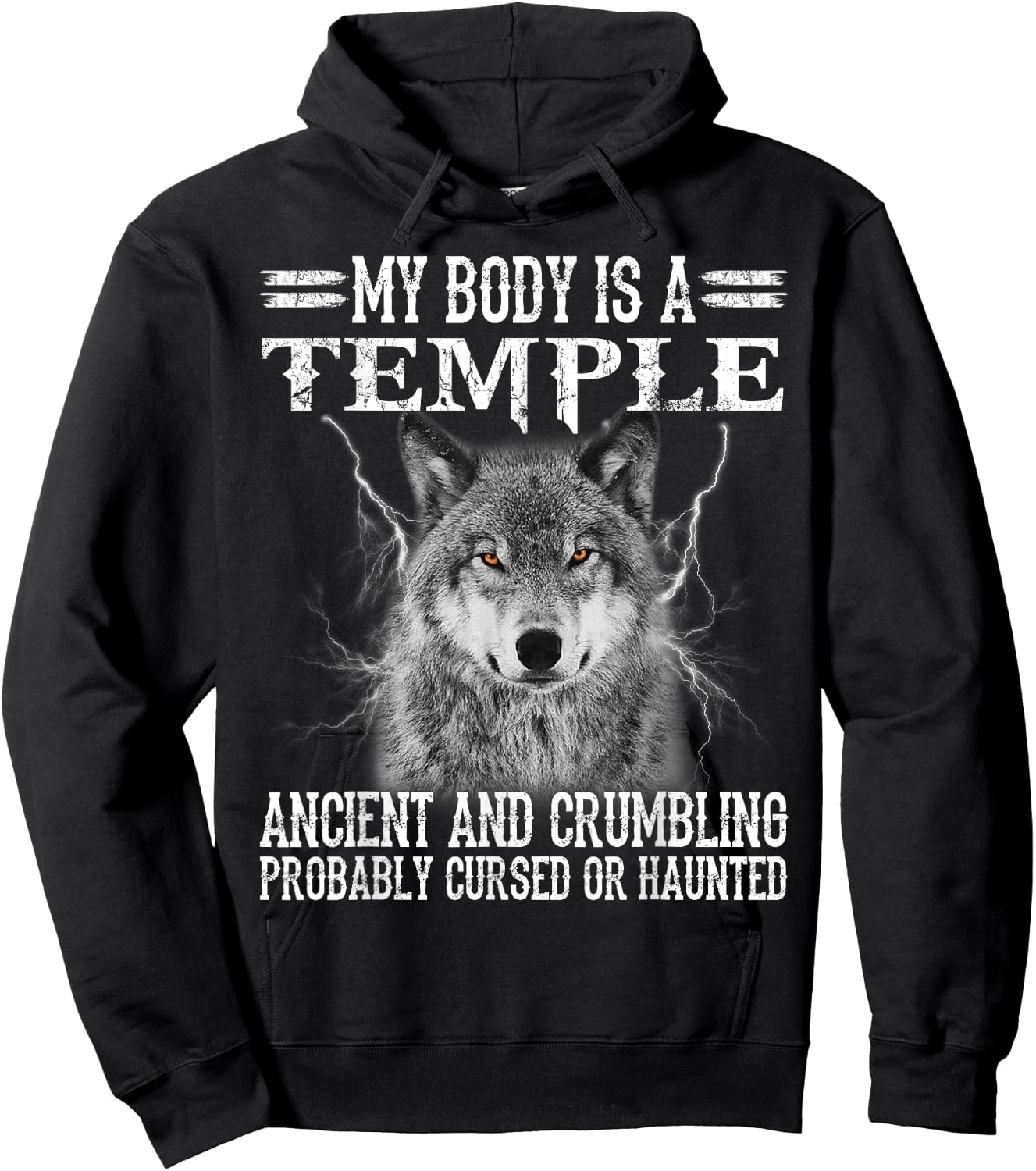 Wolf - My Body Is A Temple Ancient And Crumbling Hoodie - Hoodie | Black
