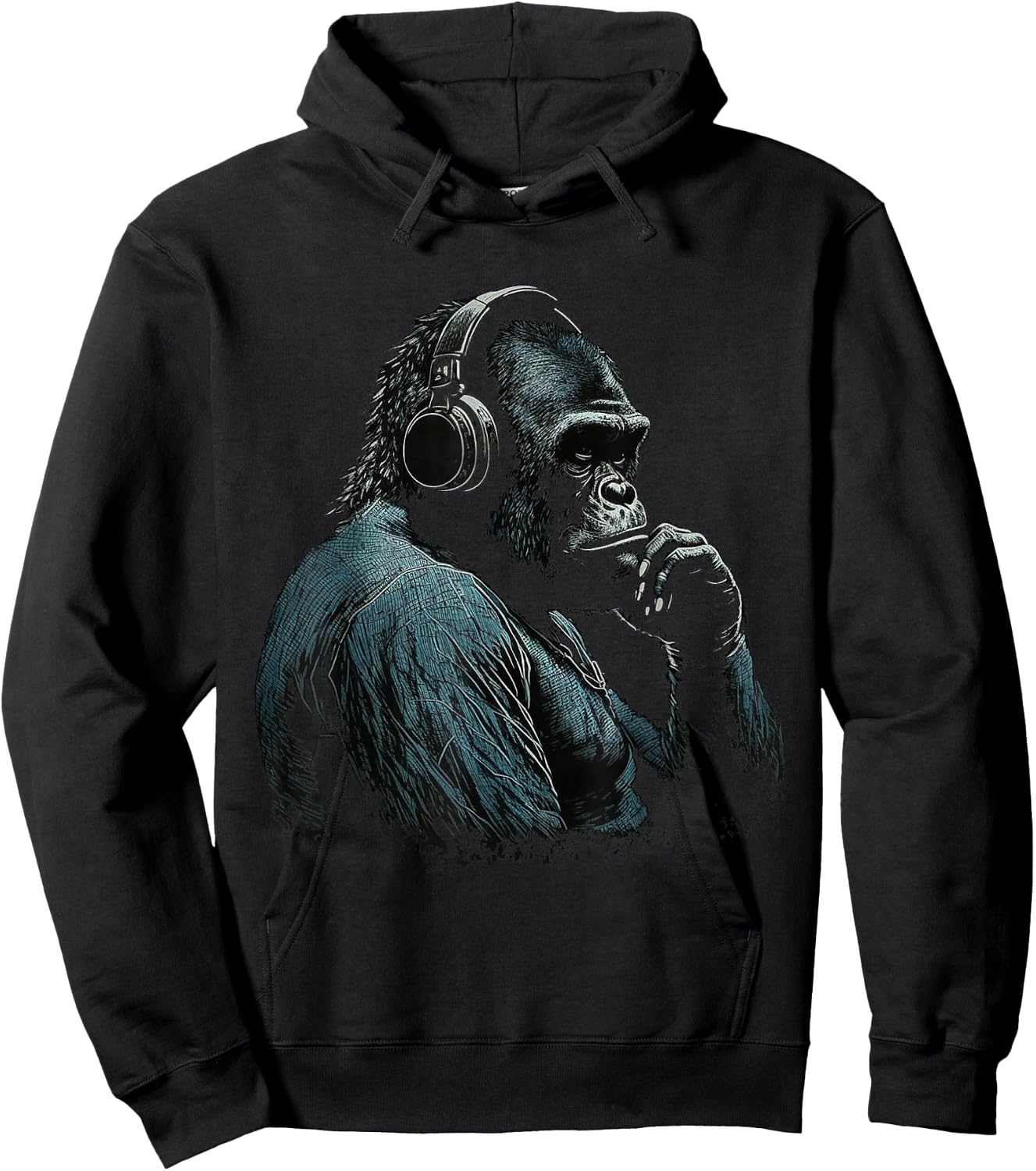 Gorilla Music Artwork Monkey Art Animal Hoodie - Hoodie | Black