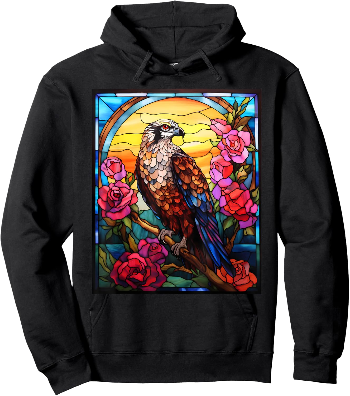 Stained Glass Style Osprey Hoodie - Hoodie | Black