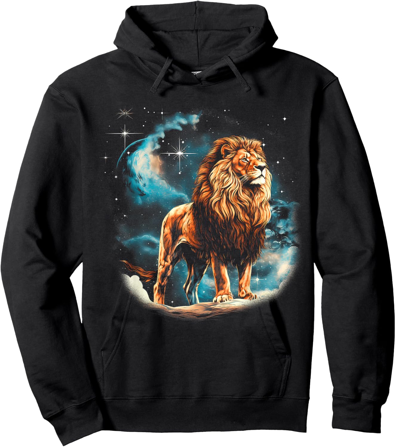 Starry Sky Proud Lion Male Hoodie - Hoodie | Black