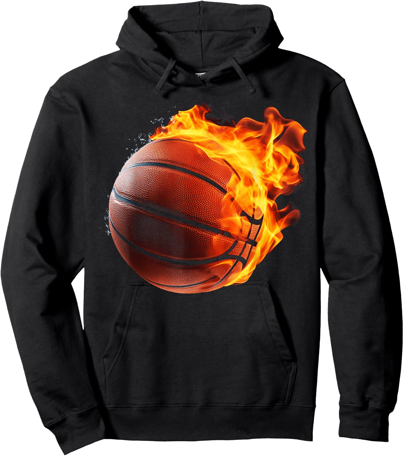 Fire Basketball Ball Flaming Basketball Player Hoodie - Hoodie | Black