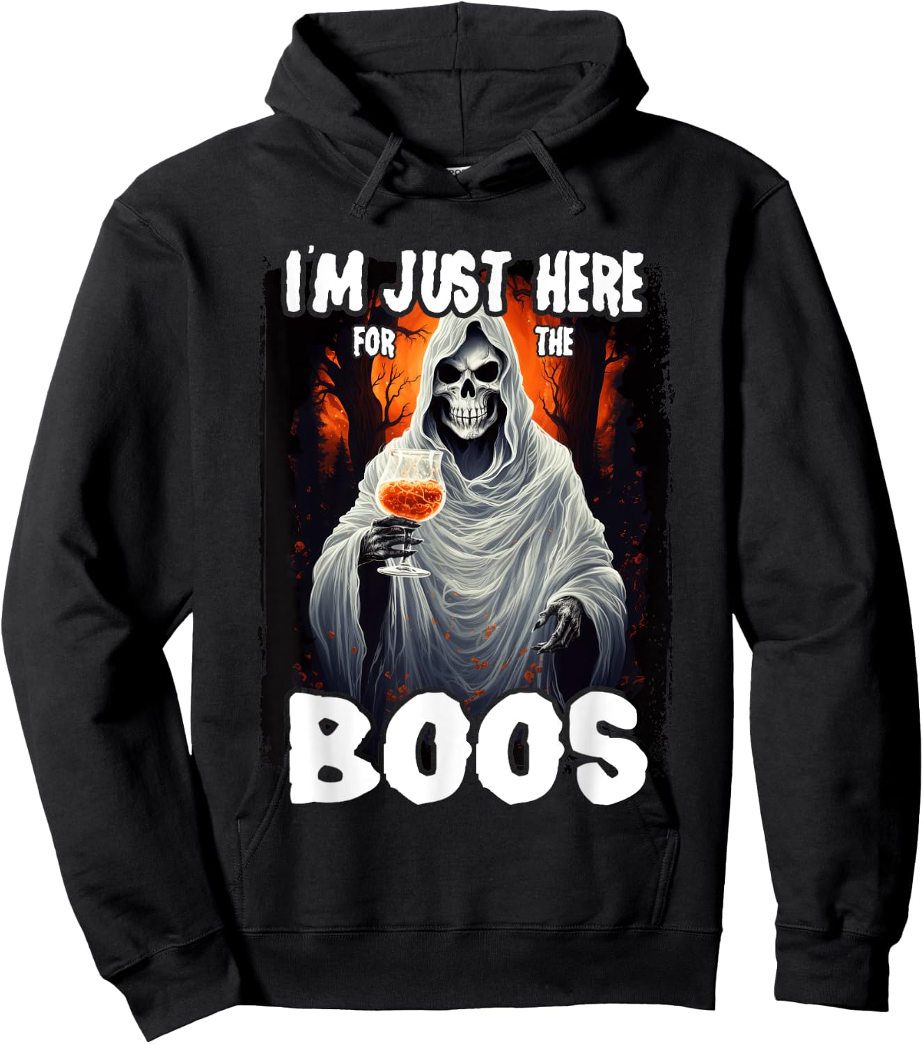 I'm Just Here For The Boos Ghost Funny Men Women Halloween Hoodie - Hoodie | Black