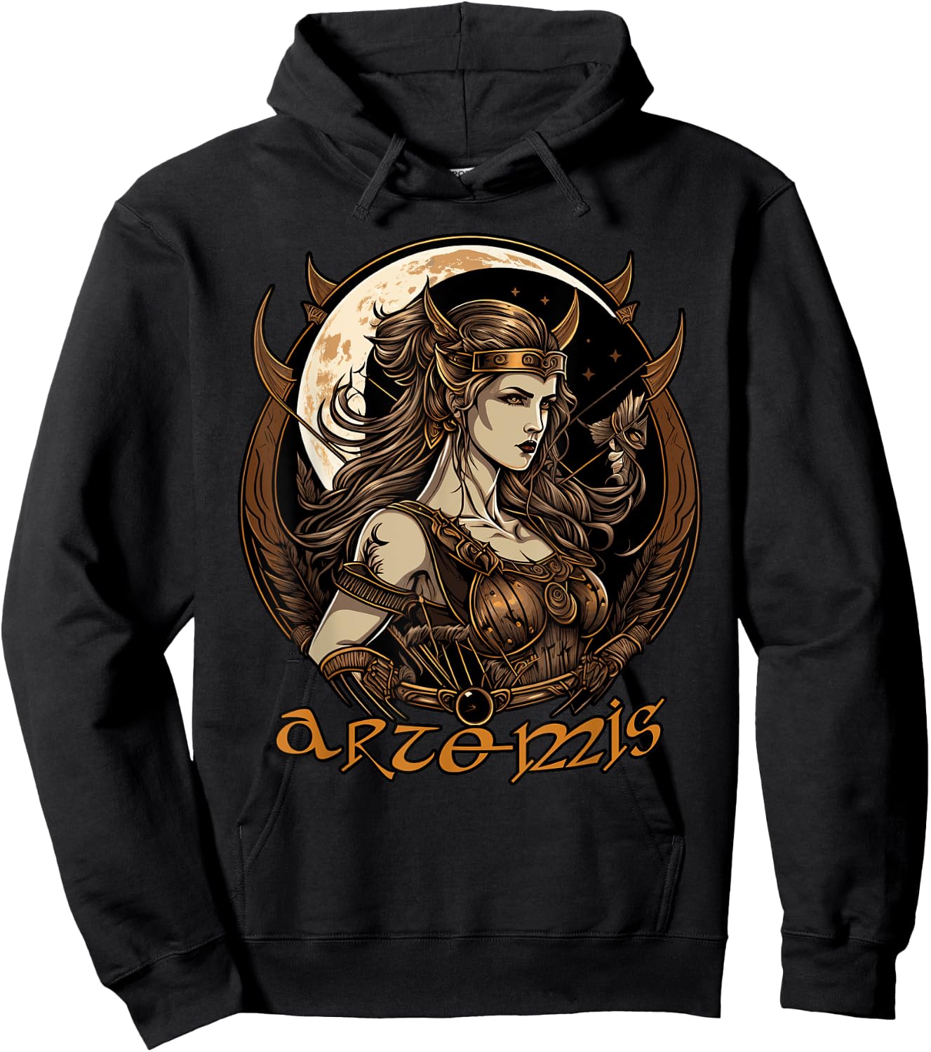 Greek Goddess Artemis Ancient Greece Deities - -Adults - Black - Small - Short Sleeve - - Regular Fit - Cotton 65%, Polyester 35% Hoodie - Hoodie | Black