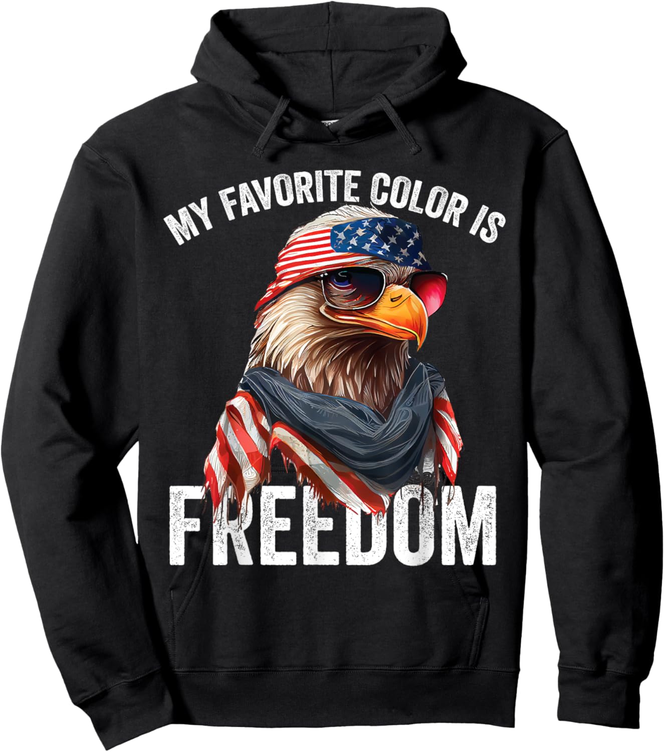 My Favorite Color Is Freedom Patriotic Eagle American Flag Kids Men Hoodie - Hoodie | Black