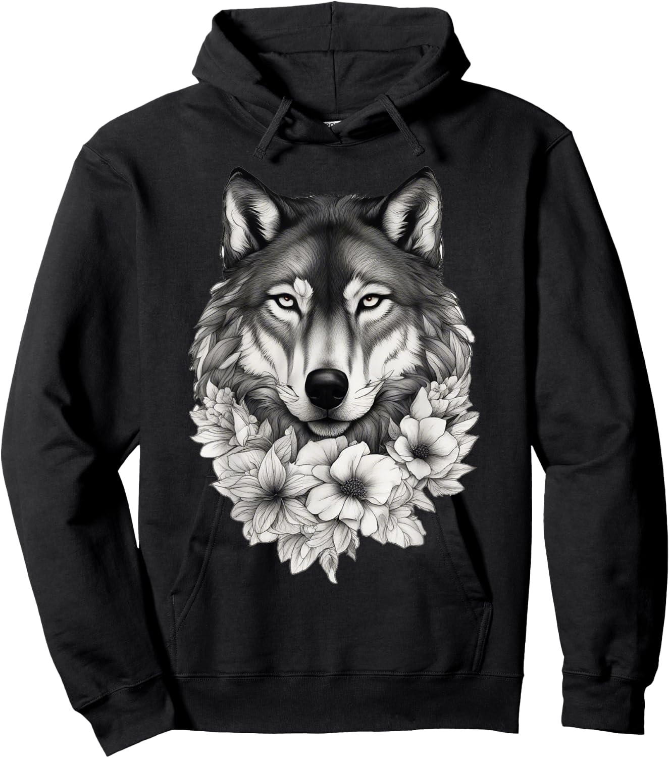 Floral Wolf Lover Flowers Wolf Face For Wolves Lover Hoodie - Hoodie | Black