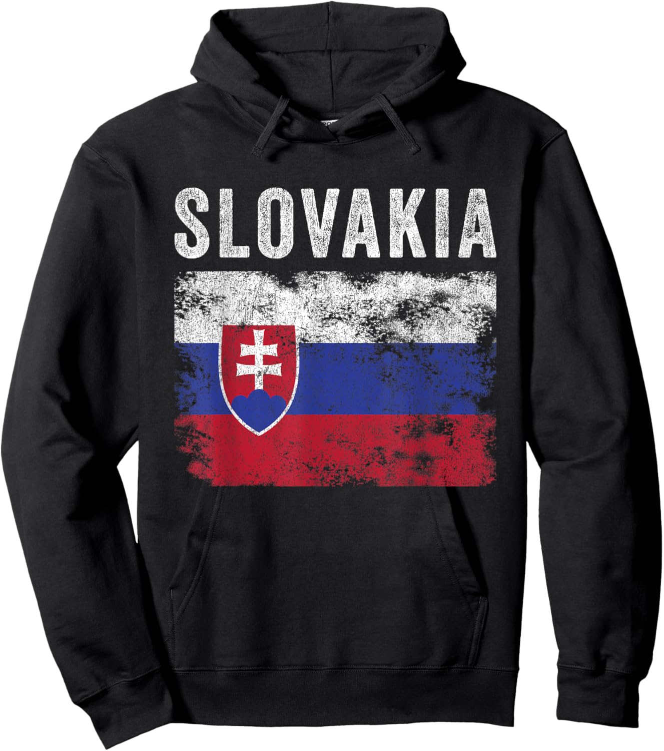 Slovakia Flag Distressed - Men Women Kids - Slovak Flag Hoodie - Hoodie | Black